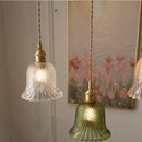 Helnys Flower Glass LED Pendant Lamp, Japan Style Hanging Light Fixtures