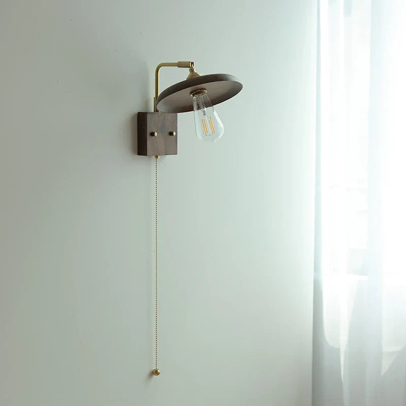 Helnys Copper LED Wall Light Fixture with Pull Chain Switch Rotatable Sconce Luminarie