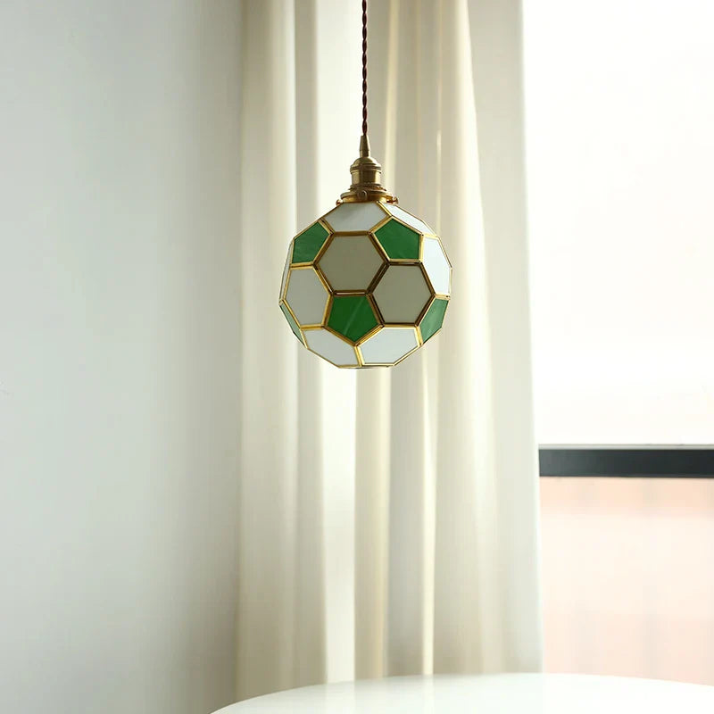 Helnys Football Glass Shade LED Pendant Chandelier for Children's Bedroom