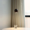 Helnys Black Walnut LED Pendant Lamp with Round Lampshade for Stylish Home Decor