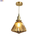 Helnys Diamond Amber Glass LED Pendant Lights for Home Indoor Lighting