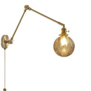 Helnys Smoke Glass Ball LED Wall Sconce - Modern Copper Long Arm Light