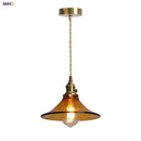 Helnys Amber Glass Pendant Light with Adjustable Wire and Knob Switch