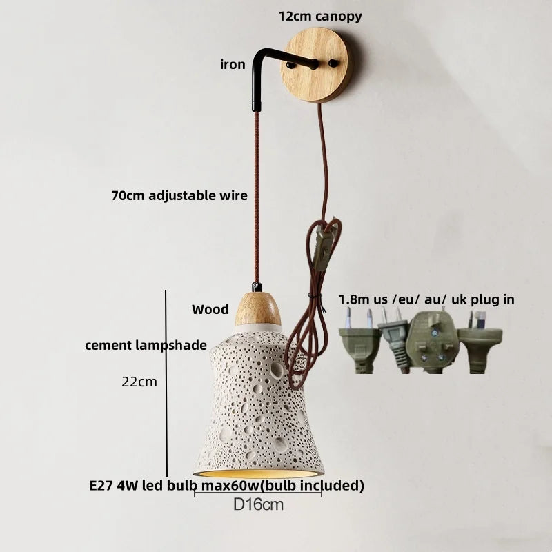 Helnys Adjustable Wall Light with Pull Chain Switch - Nordic Modern Design