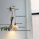 Helnys Adjustable LED Wall Light Clear Glass Copper Socket Bedside Lamp