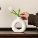 Helnys Nordic Vase Ceramic Donut Flower Pot Home Decoration Office Desktop Gift