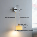 Helnys Ash Wood LED Wall Light with Pull Chain Switch - Japanese Style Bedside Lamp