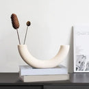 Helnys Ceramic Crescent Moon Vase - Creative Flower Pot for Home Decor