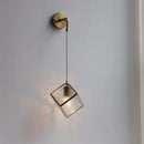 Helnys Brass Glass Shade LED Wall Lamp, Nordic Modern Bathroom Mirror Light