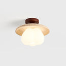 Helnys Wood Stone LED Ceiling Light Fixture | Yellow Travertine Plafondlamp