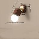 Helnys Wood LED Wall Light with Pull Chain Switch, Modern Copper Vanity Lamp