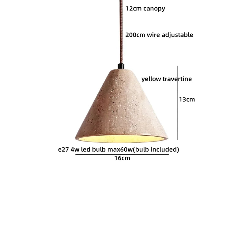Helnys Yellow Travertine LED Pendant Light - Nordic Modern Hanging Lamp