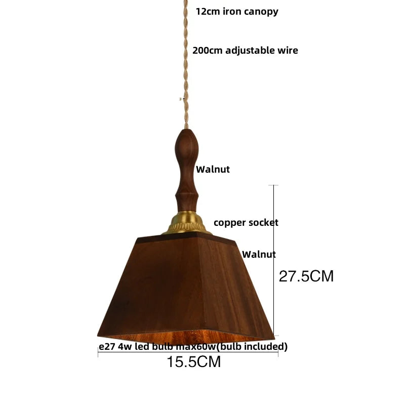 Nordic Modern LED Pendant Light with Wood and Glass Lampshade by Helnys