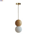 Helnys Modern Nordic Wood Glass Ball LED Pendant Lights for Home Decor