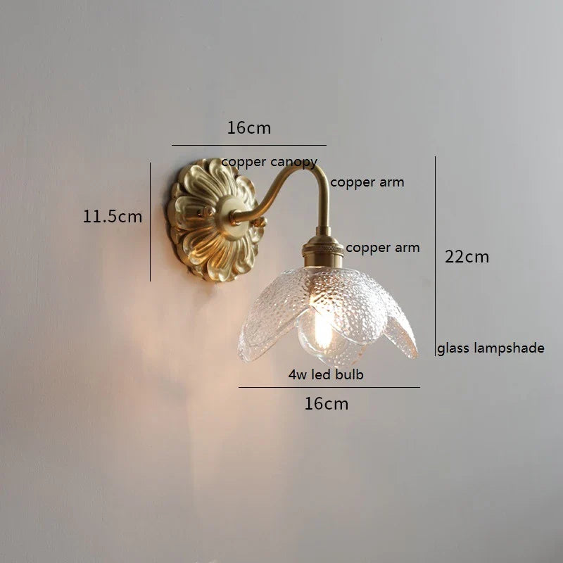 Helnys Clear Shell Glass LED Wall Sconce Up Down Light Europe Style Copper Wandlamp