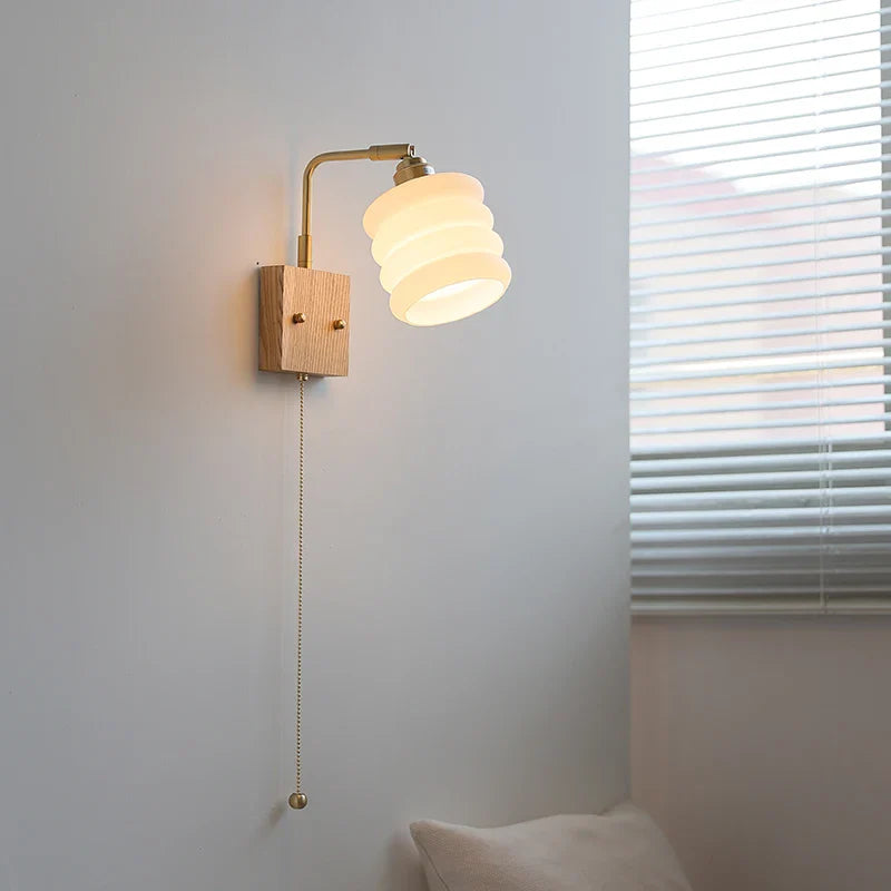 Helnys Rotatable Nordic Glass Wall Sconce with Pull Chain Switch