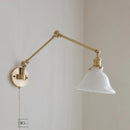 Helnys Copper Swing Arm Wall Lamp with Green White Lampshade