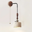 Nordic Modern Copper Wood LED Wall Light by Helnys | Yellow Travertine Stone Bedside Lamp