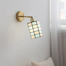 Helnys Vintage Glass Wall Sconce Blue White Art Shade LED Stair Bathroom Light