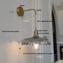 Helnys Amber Vintage LED Glass Wall Light Fixture with Pull Chain Switch