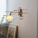 Helnys Walnut Canopy Copper LED Wall Lamp with Rotate Ceramic Lampshade