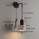 Helnys Wood Yellow Stone Shade LED Wall Light with Pull Chain Switch