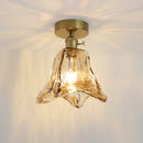 Helnys Amber Glass Ceiling Lamp LED 4W Copper Socket for Home Lighting