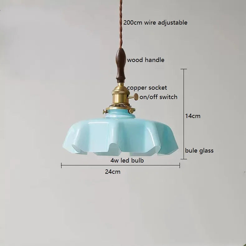 Helnys Nordic Milky Yellow Glass LED Pendant Lights for Home Indoor Lighting