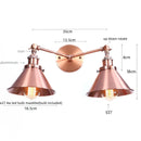 Helnys Loft Iron LED Wall Lamp 2 Heads Vintage Industrial Style Up Down Light