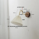 Helnys Walnut Base LED Wall Light with Pull Chain Switch and Rotating Copper Lampshade