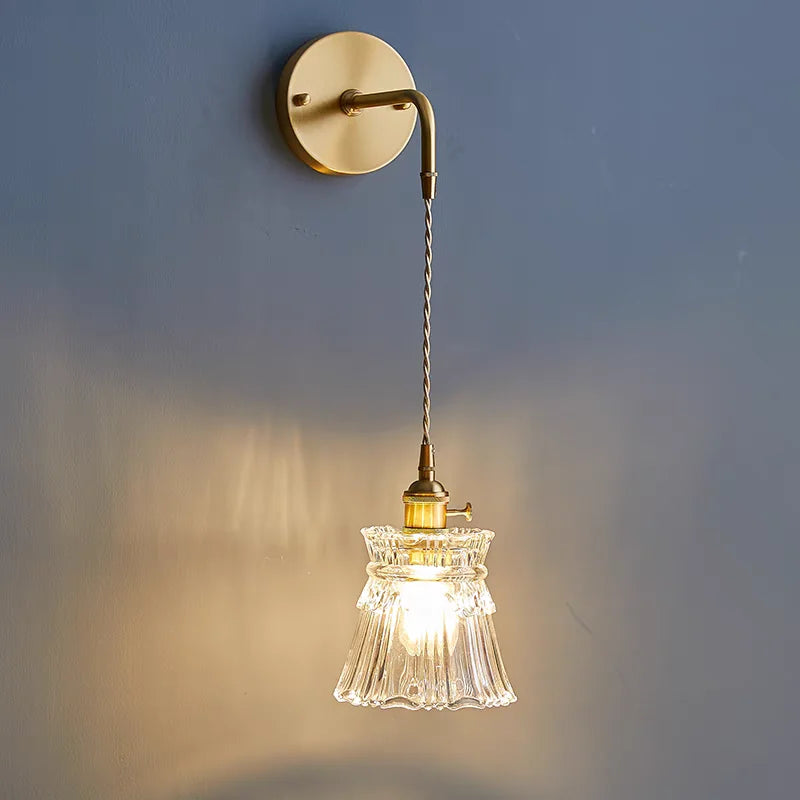 Helnys Clear Glass LED Wall Lamp with Pull Chain Switch for Modern Luxury Home Decor