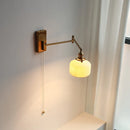 Helnys LED Wall Lamp Bedroom Gold Swing Arm Ceramic Light