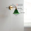 Helnys Glass LED Wall Light Sconce Rotate Pull Chain Switch Bedroom Lamp