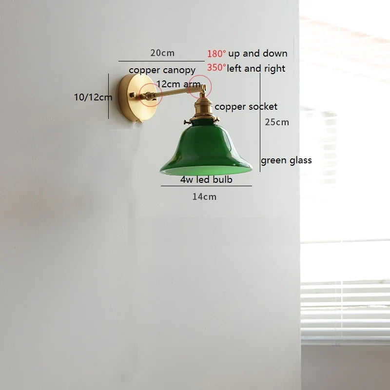 Helnys Colorful Glass LED Wall Lamp Sconce with Pull Chain Switch