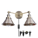 Helnys Loft Plug In 2 Head LED Wall Lights for Bedroom Mirror Industrial Style