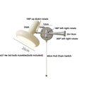 Helnys Nordic LED Wall Lamp Sconce Iron Pull Chain Switch Rotatable Light Fixture