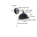 Helnys Black Round Wood LED Wall Lamp With Switch - Bedroom Living Room Home Design