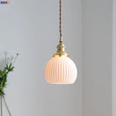Helnys Copper Ceramic Ball LED Pendant Light - Nordic Modern Hanging Fixture
