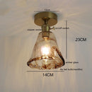 Helnys Green Glass Copper LED Ceiling Lights for Home Lighting in Bedroom Corridor Balcony