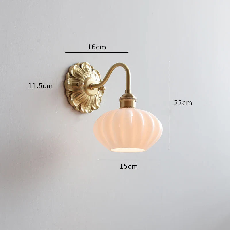 Helnys Smoke Gray Glass LED Wall Sconce - Modern Copper Wandlamp Fixtures