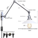 Helnys Vintage Industrial Swing Arm LED Wall Sconce with Pull Chain Switch