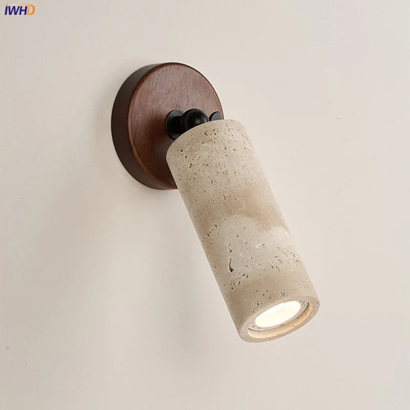 Helnys Modern Nordic LED Wall Light Yellow Travertine Wall Lamp