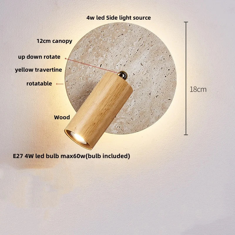 Helnys Nordic LED Wall Lights Yellow Travertine Creative Home Decor Stair Sconce