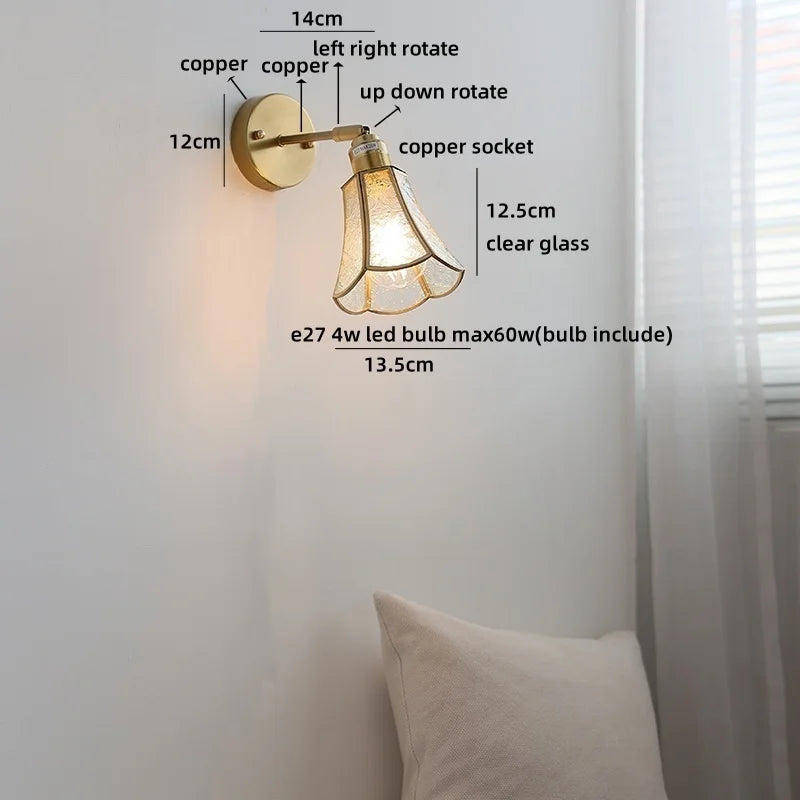 Helnys LED Glass Wall Lamps for Kids Bedroom, Nordic Design Mirror Light