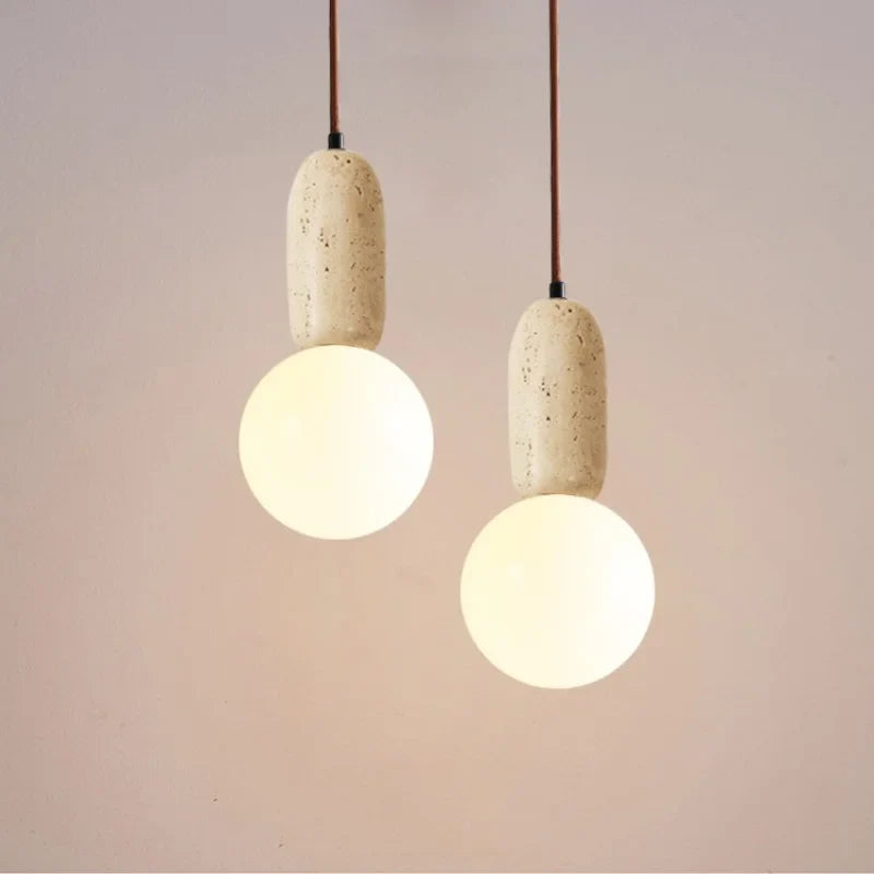 Helnys White Glass Ball LED Pendant Lights Bedroom Study Cafe Modern Hanging Lamp