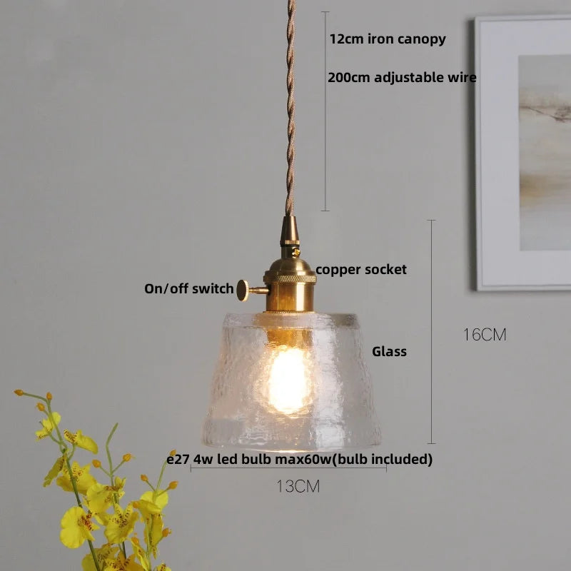 LED Pendant Lights Helnys Clear Glass Walnut Knob Switch Adjustable Hanging Lamp