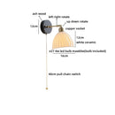 Helnys Black Round Wood LED Wall Lamp With Switch - Bedroom Living Room Home Design