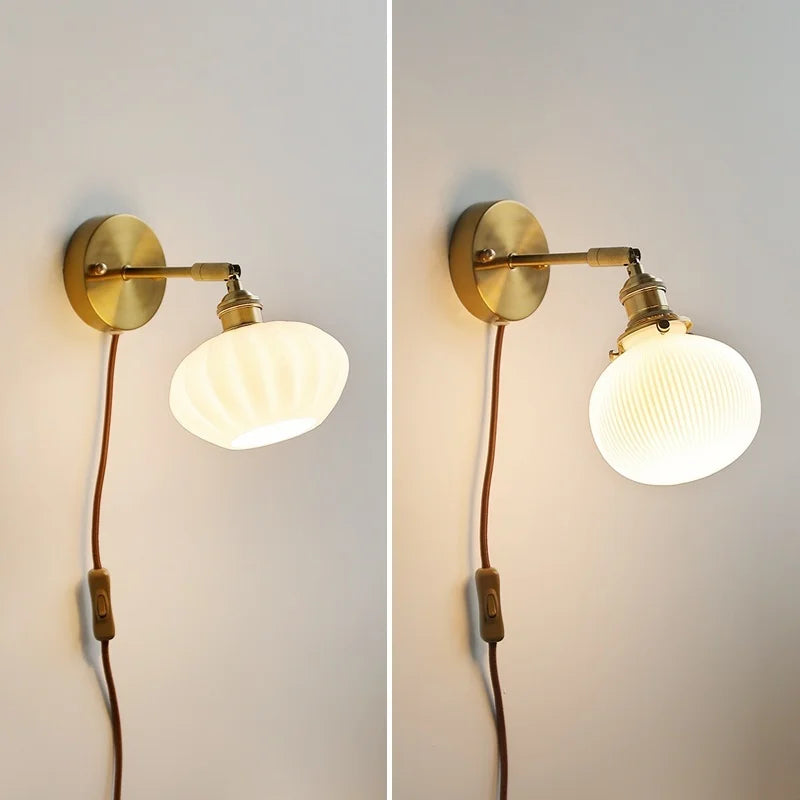 Helnys Pumpkin LED Wall Lamps Glass Nordic Modern Rotate Light