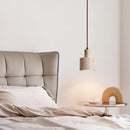 Helnys Nordic Stone Pendant Light Fixture - Yellow Travertine Bamboo Accent