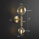 Helnys Copper LED Wall Sconce Amber Glass Ball Modern Applique Murale